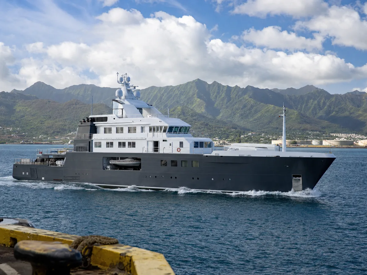 Explorer yacht underway in the Pacific near Hawaiʻi.