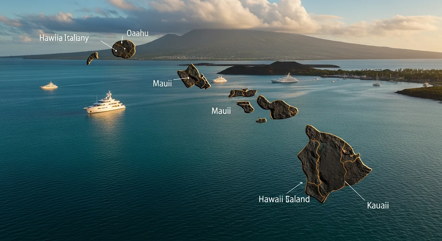 Stylized island coverage render showing major Hawaiian harbor regions.